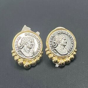 Two Tone Faux Coin Cameo
Jewelry Roman Emperor Hadrian‎ Replica Earrings